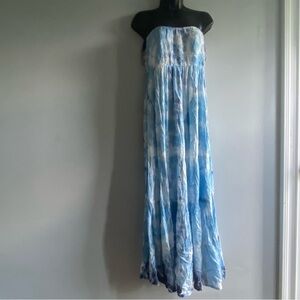Raviya Strapless Blue Tie-Dye Maxi Dress